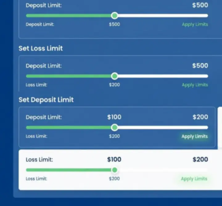 Tableau de bord montrant la configuration des limites de dépôt